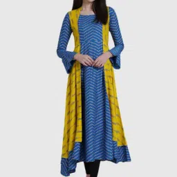 YASH GALLERY Blue Printed A Line Kurta-picture-36