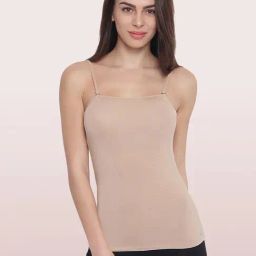 Enamor Beige Sleeveless Detachable Strap Camisole-image-70