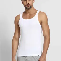 Van Heusen Athleisure Slim Fit Moisture Wicking Ultra Soft Solid Gym Vest - White-image-99