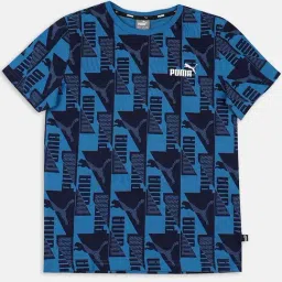 Puma Kids Power AOP Blue & Black Cotton Printed T-Shirt-picture-4