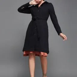 Miss Chase Black Relaxed Fit Tie-up Longline Jacket-picture-39