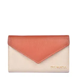 BELWABA Beige & Tan Color Block Wallet for Women-18
