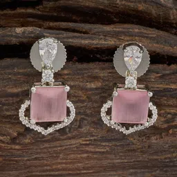 Kushal's Fashion Jewellery Rhodium-Plated Square Shaped Cubic Zirconia Studs-11