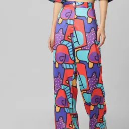Only Multicolor Printed High Rise Pants-image-76