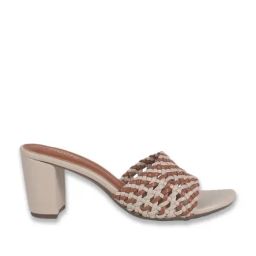 Mochi Women's Beige Slide Sandals image 3