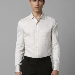 Louis Philippe Beige Cotton Regular Fit Texture Shirt-picture-34