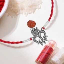 Zavya Shiva's Blessing with Rudraksh Rhodium-Plated Sterling Silver Thread Rakhi for Him-image-71