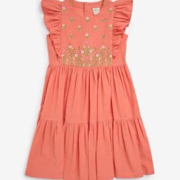Utsa Kids by Westside Coral Embroidered Cotton-Blend Tiered Dress-image-48