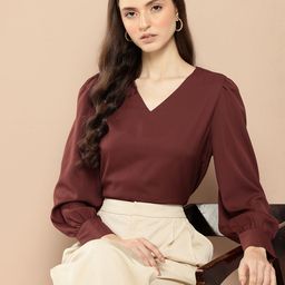 her by invictus Solid Bishop Sleeves Top-image-2