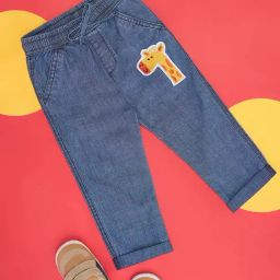 Pantaloons Baby Kids Blue Cotton Embroidered Pants-picture-3