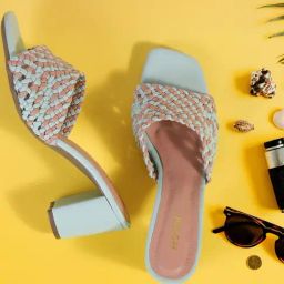 Mochi Women's Blue Slide Sandals-image-96