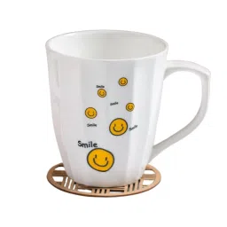 JCPL Be A Happy Printed White Ceramic Coffee Mugs - Set Of 2 (390 ml each) image 2