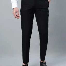 Cantabil Black Poly Viscose Regular fit  Trousers-image-24