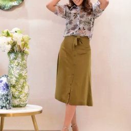 Aaheli Olive Top With Shirt & Skirt-picture-29