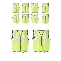 Rahul Professionals 360° Net High Visibility Polyester Green Reflective Safety Waistcoat Free Size (Pack of 10)-0