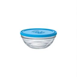 Duralex FreshBox Transparent Tempered Glass Round Bowl with Blue Lid - 970 ml-5