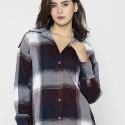 Lounge Dreams Burgundy Oversized Fit Acryliccasual shirts-picture-20