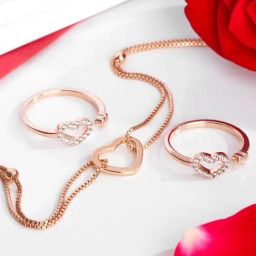 Zavya 925 Silver Heartfelt Embrace - Valentine's Toe Ring & Anklet Pair Combo-image-4