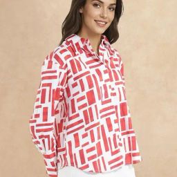 RAREISM Red Cotton Blend Printed Long Sleeves Shirt-picture-18