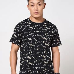 Sf Jeans By Pantaloons Black Cotton Slim Fit Printed T-Shirt-image-90