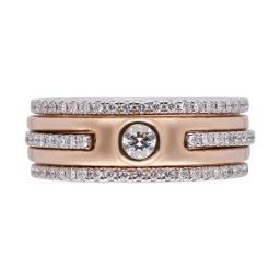 C. Krishniah Chetty Group Gold & Diamond Dual-Toned Band with Bezel-Set Centerpiece Ring-26