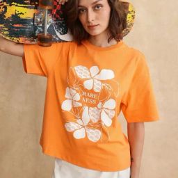 RAREISM Orange Cotton Printed Short Sleeves T-Shirt-image-14