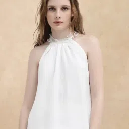 RAREISM White Polyester Solid Sleeveless Top-image-50