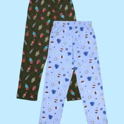 Kiddopanti Boys Dark Green & Blue Cotton Printed Regular Fit Bottoms - Pack of 2-picture-37