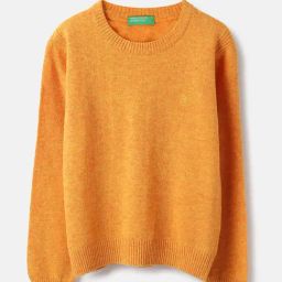 United Colors of Benetton Boys Orange Cotton Wool Blend Solid Sweater-image-44
