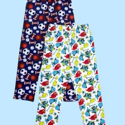 Kiddopanti Boys Dark Blue & White Cotton Printed Regular Fit Bottoms - Pack of 2-picture-42