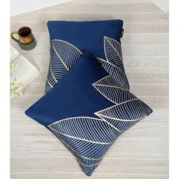 HOSTA HOMES Blue Velvet Geometric Golden Foil Cushion Covers - Set of 2-picture-25