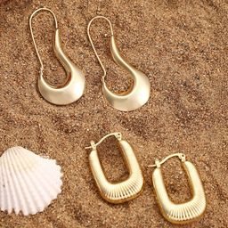 SOHI Set Of 2 Gold-Plated Contemporary Simplicity Hoop Earrings-5