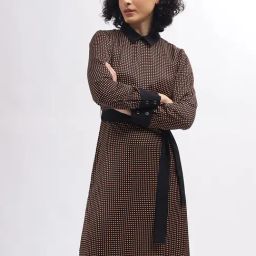 Iconic Black & Orange Printed Wrap Dress-image-72