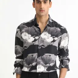 Rare Rabbit Grey Regular Fit Floral Shirt-image-25