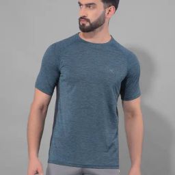Force NXT Teal Regular Fit Self Pattern Sports T-Shirt-image-61