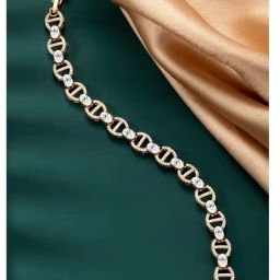 Peora Rose Plated Cubic Zirconia Studded Openable Bracelet-image-4