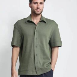 Rare Rabbit Green Boxy Fit Solid Shirt-image-39