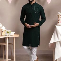 Atly Men Embroidered Regular Sequinned Kurta with Pyjamas-3