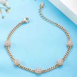 Peora Rose Plated Cubic Zirconia Studded Openable Bracelet-image-73