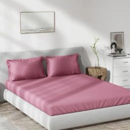 DDECOR Live beautiful Magenta Cotton 180 TC King Fitted Bedsheet with 2 Pillow Covers-image-20