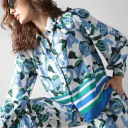 Vero Moda Blue & White Printed Shirt-image-18