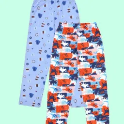 Kiddopanti Boys Blue & Neon Orange Cotton Printed Regular Fit Bottoms - Pack of 2-picture-44
