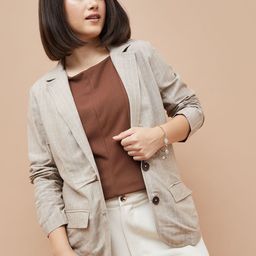 CODE by Lifestyle Women Striped Lapel Collar Tailored Jacket-0
