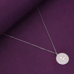 Kai Jewel Sterling Silver Minimalistic Leo Zodiac Engraved Disc Chain Necklace-image-44