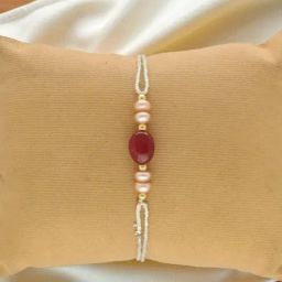 Sri Jagdamba Pearls Pink Cherished Forever Pearl Thin Rakhi-image-70