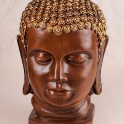 Art Street Polyresin Black Buddha Head Statue Showpiece Idol-25