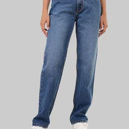 Underrated Club Women Straight Fit Cotton Light Fade Jeans-picture-5
