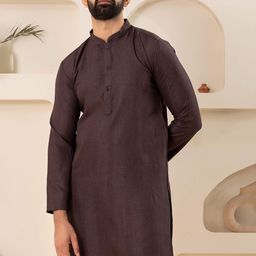 DIVISIVE Mandarin Collar Linen Straight Kurta-image-2