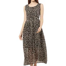 Moda Rapido Animal Print Georgette Empire Midi Dress-picture-31