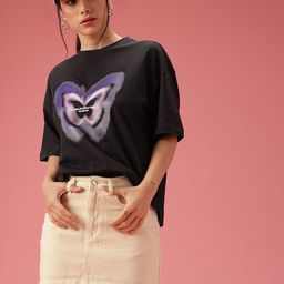 DressBerry Printed Drop-Shoulder Sleeves Relaxed Fit Pure Cotton T-shirt-image-13